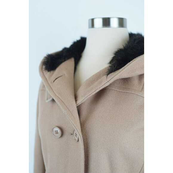 Prada Women's Long Wool Hooded Inner Faux Fur Coat SZ 40 Tan Brown $3,995 - Picture 5 of 12